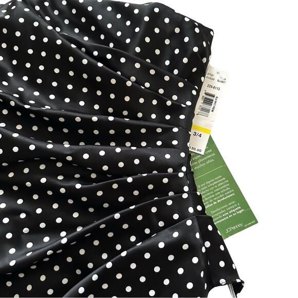 Onyx Nite Dress Black White Polka Dot Strapless Tulle Fit Flare Prom Size 3/4 - Picture 7 of 12